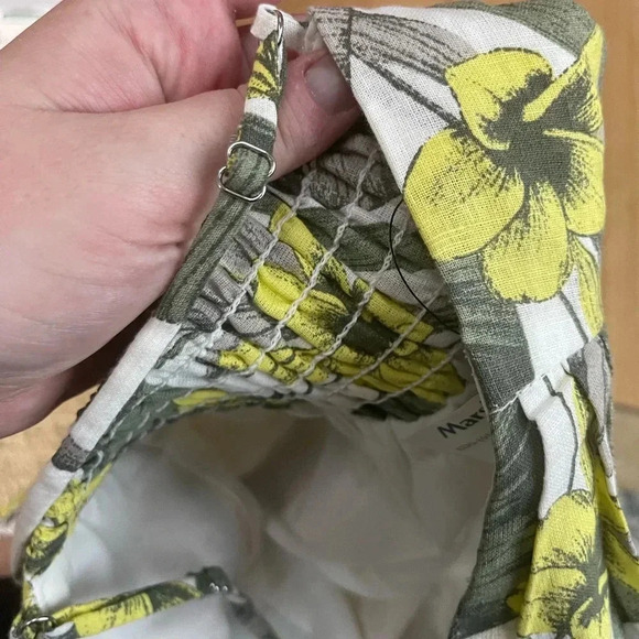 NWT Banana Republic Palm Floral Linen-Blend Ruffle-Hem Dress Adjustable Straps - Picture 6 of 9